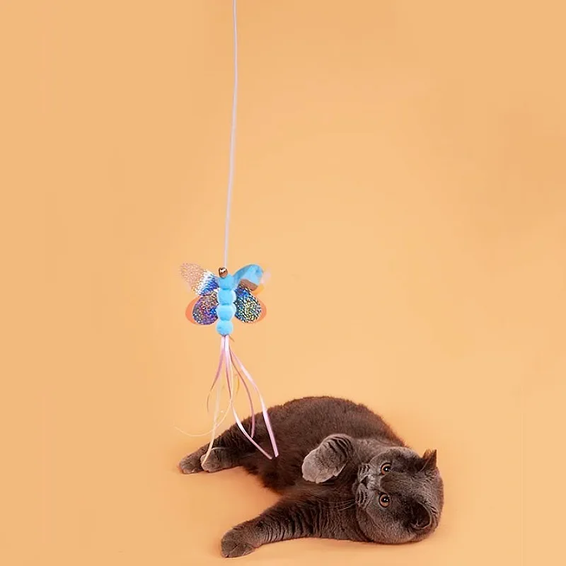 Juguete para gatos, columpio de mariposa, juguetes interactivos para colgar en la puerta, juguetes de plumas para gatos, juguete elástico ajustable para gatos, productos para mascotas - imagen 3