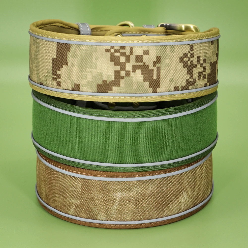 Collar reflectante para perro grande y cachorro, collares anchos ajustables para mascotas con hebilla para perros pequeños, medianos y grandes, cadena para perros Pitbull Greyhound - imagen 3