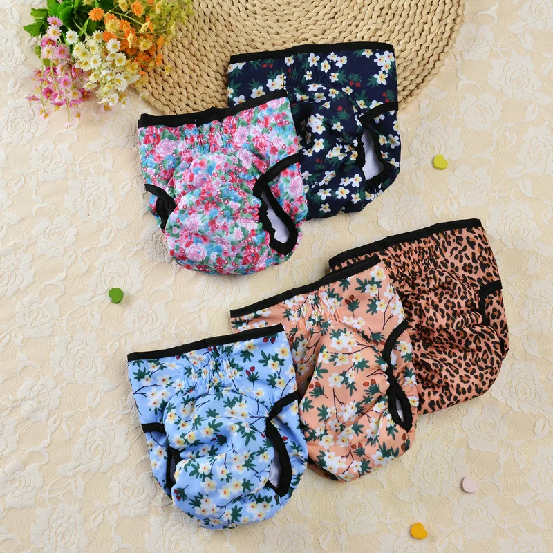 Pantalones fisiológicos impermeables para perros, ropa interior sanitaria, banda para el vientre de leopardo, pañal de Velcro, pantalones de seguridad Menstruales, calzoncillos - imagen 2