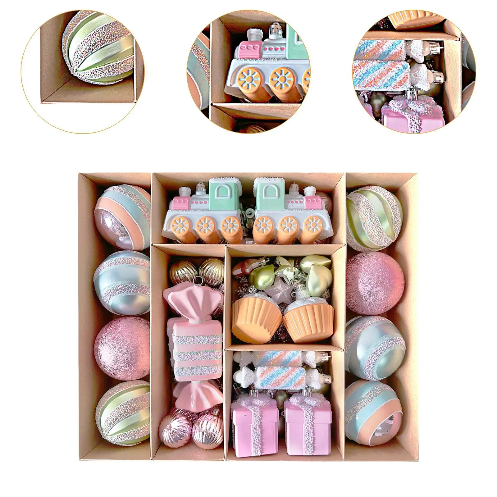 Juego de colgantes de bolas de Navidad, surtido de accesorios decorativos inastillables, decoración de Navidad para bodas, ligero - imagen 5