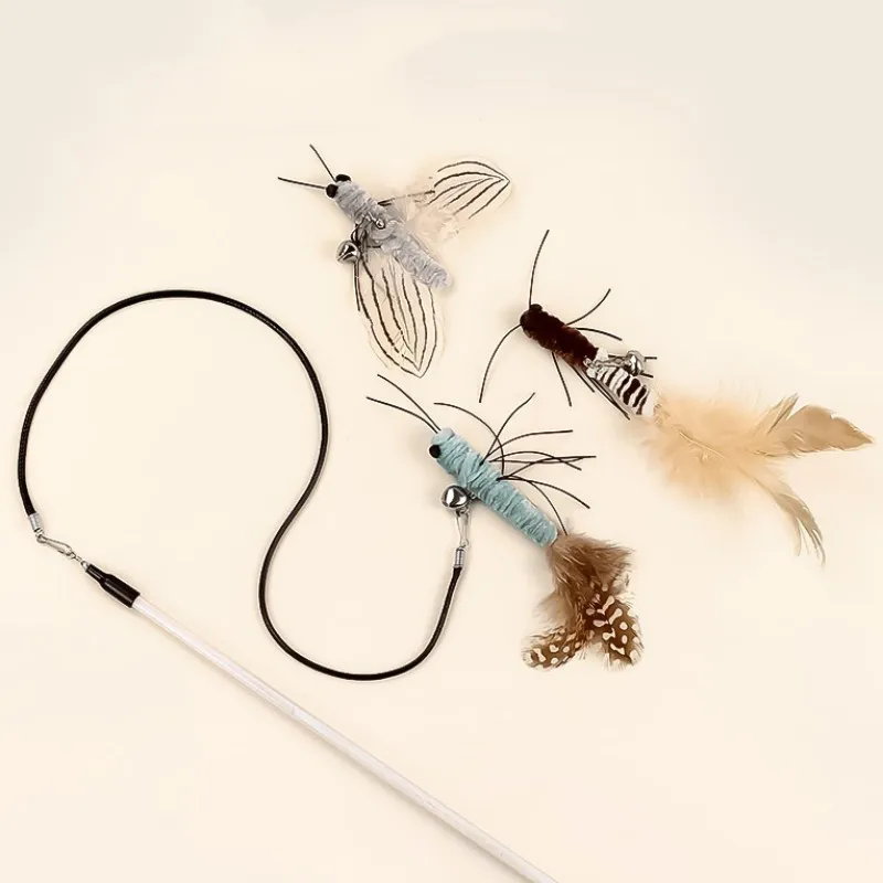 Juguete para gatos, palos para gatos con plumas, juguete interactivo para gatos, alambre de acero, mariposa, juguetes para gatos, juguetes para gatitos, productos para mascotas - imagen 2