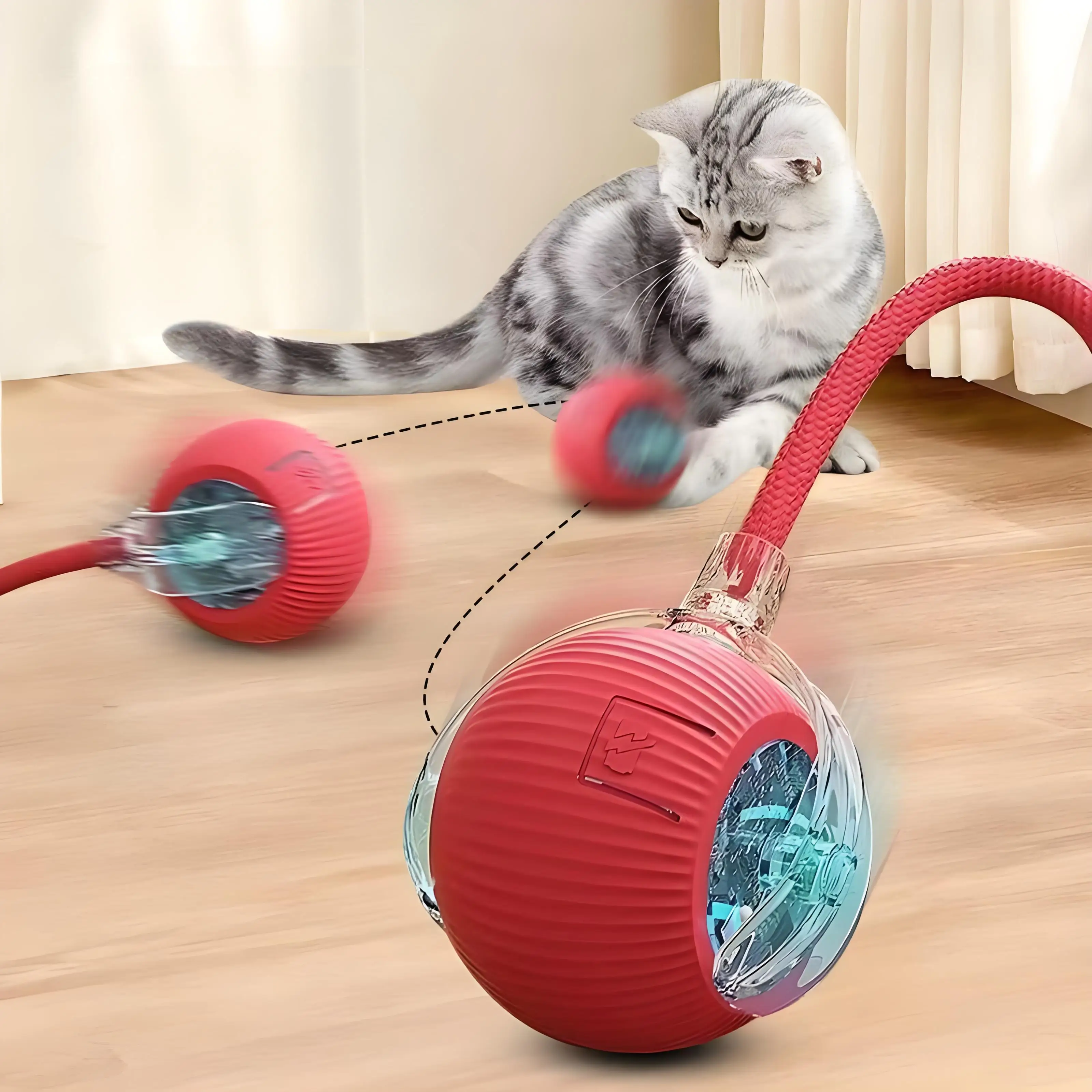 Pelota interactiva para gatos, juguete eléctrico inteligente con rodamiento automático, pelota activada por movimiento recargable por USB, juguetes para gatos de interior - imagen 3