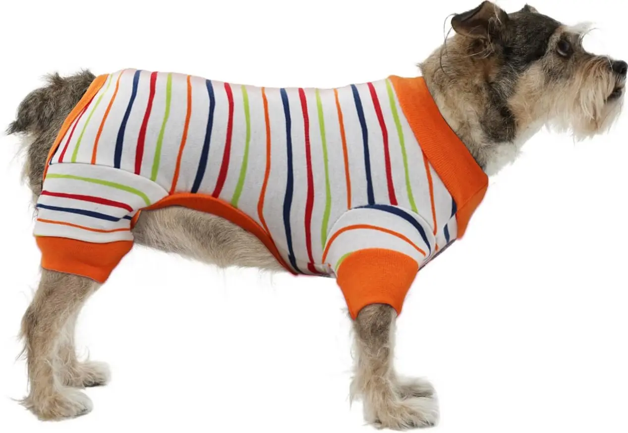 Pijamas a rayas para perros, mono, ropa de algodón para perros pequeños y medianos, mono suave para cachorros y gatos, ropa para mascotas, primavera y otoño - imagen 4