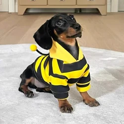 Sudadera con capucha a rayas para Dachshund