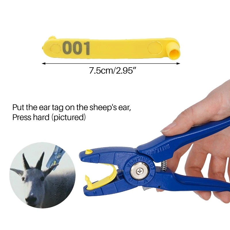 Etiquetas de oreja de oveja y cabra para ganado, N0.001-100 de escritura láser, cabeza de plástico de nailon, tarjeta de identificación de animales de granja, 100 piezas - imagen 3