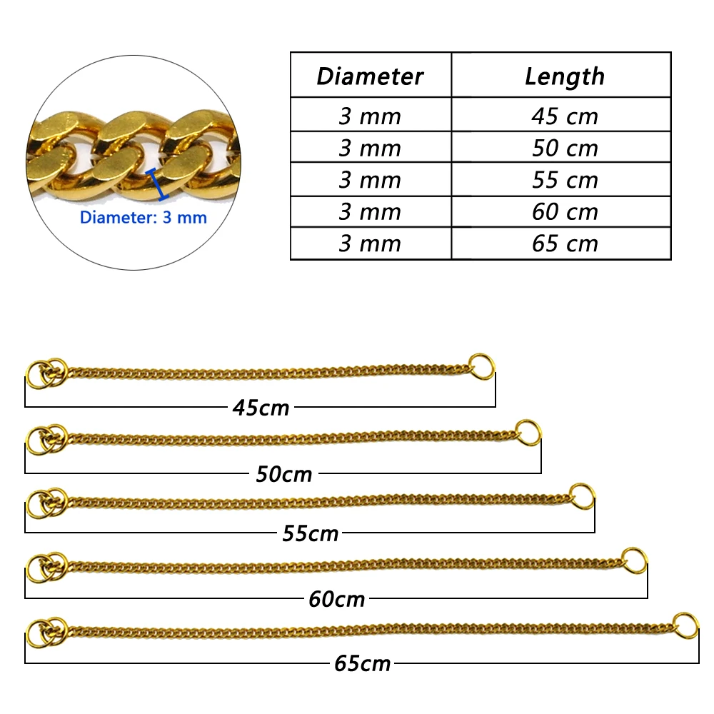 Collar de cadena de acero inoxidable para perro, Collar antideslizante de Metal para mascotas, Choke P, Chian cromado para perros medianos y grandes, entrenamiento de Pitbull - imagen 5