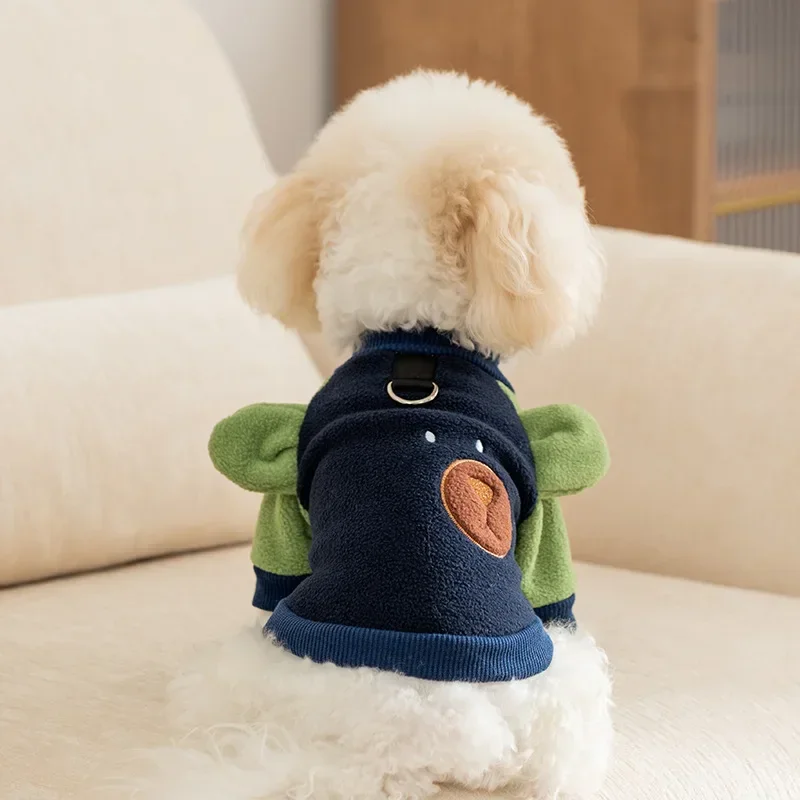 Ropa de terciopelo con orejas de oso para perro, Sudadera con capucha cálida para cachorro, gato, otoño e invierno, novedad - imagen 2