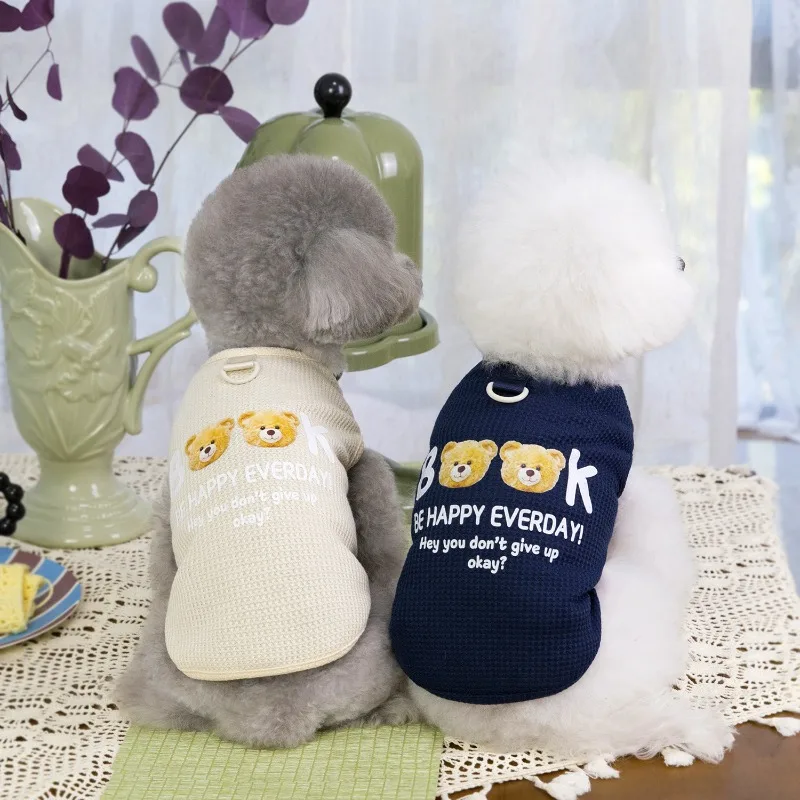 Ropa bonita para mascotas, camisa inferior para mascotas de primavera y otoño, chaleco clásico a rayas de peluche, chaleco para cachorros y osos, ropa suave para el hogar, disfraz para perros