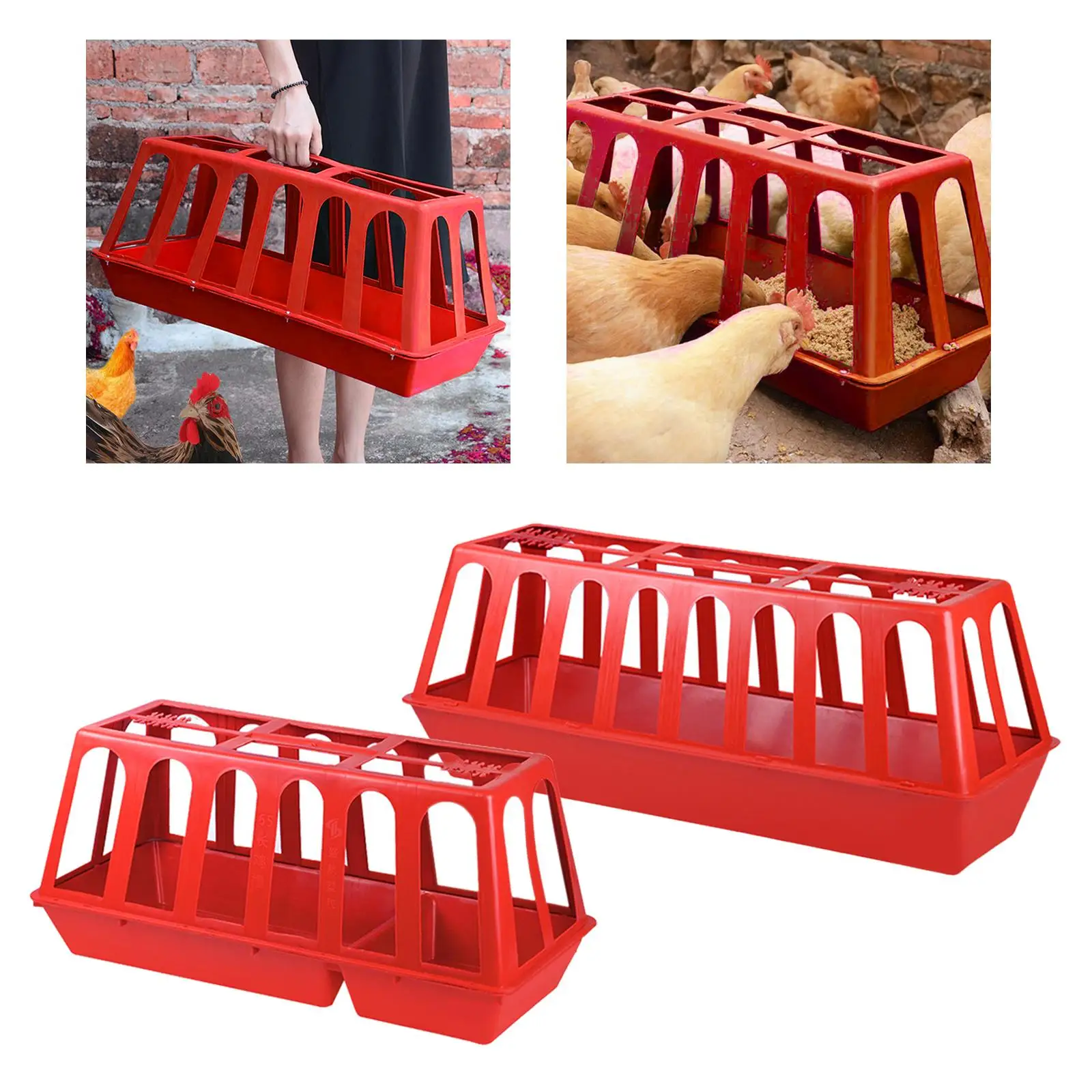Chicken Feeders Trough Chick Feeding Basin Feeding Tray for Livestock Pets Supply Smooth Edge Easily Install Durable with Holes