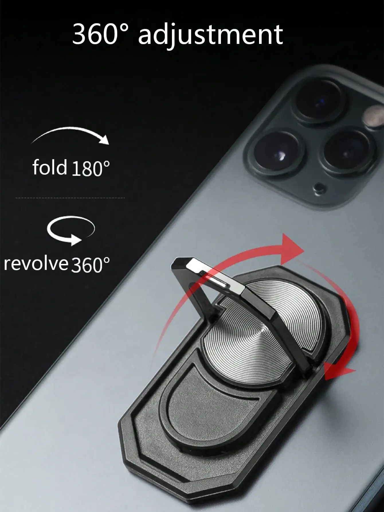 Soporte para teléfono con anillo magnético 360 ° Soporte giratorio para coche, soporte Universal para dedos para teléfonos inteligentes, 1 unidad