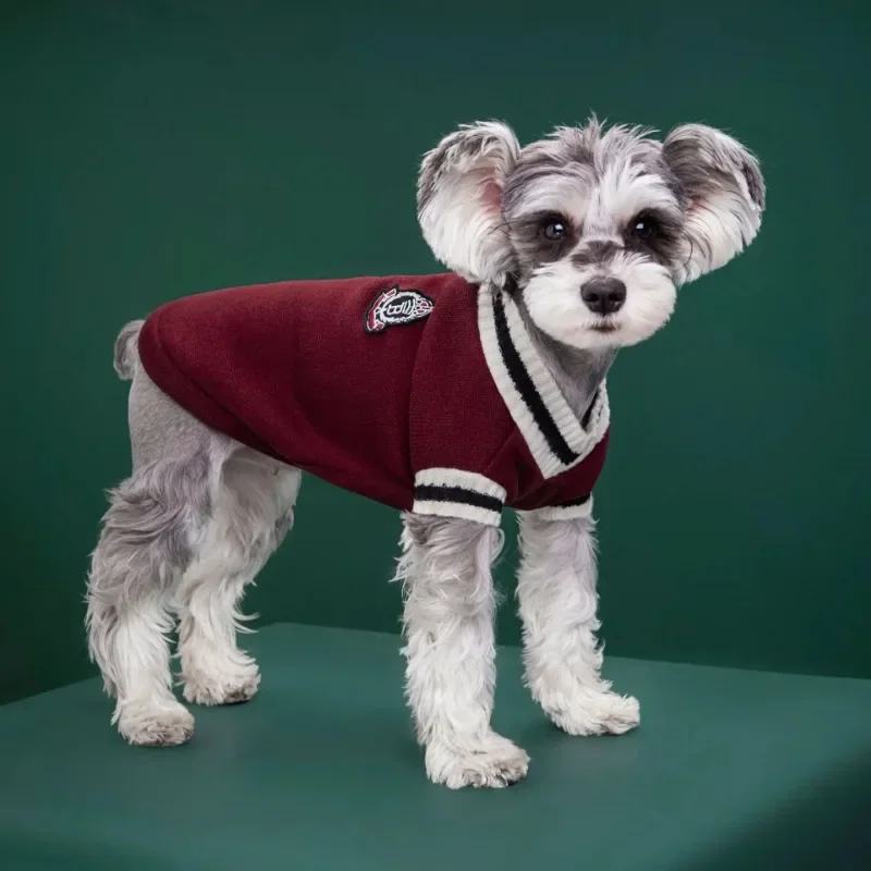 Suéter para perros de estilo universitario, ropa cálida de invierno para perros pequeños y medianos, chaleco para cachorros y gatos, abrigo para Chihuahua, Bulldog Francés y Yorkie - imagen 5