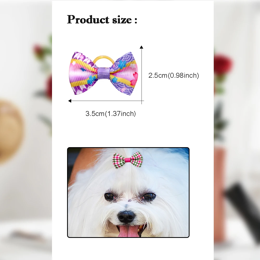 100 Uds. Accesorios para mascotas, lazos para el pelo de perro, bonitos lazos para perros a la moda, bandas de goma, decoración de Collar para el pelo de mascotas, accesorios para perros - imagen 2