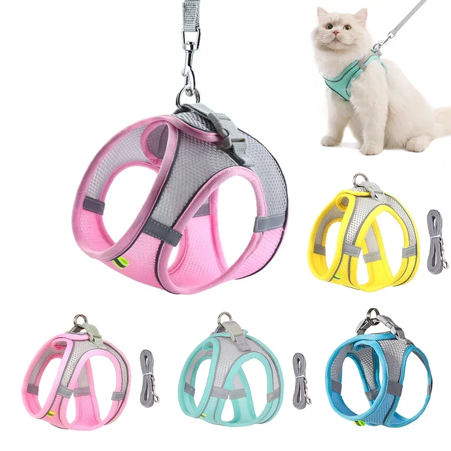 Arnés ajustable para cachorros y gatos, chaleco, Bulldog Francés, Chihuahua, Pug, conjunto de correa para perros pequeños, correa para caminar al aire libre - imagen 3