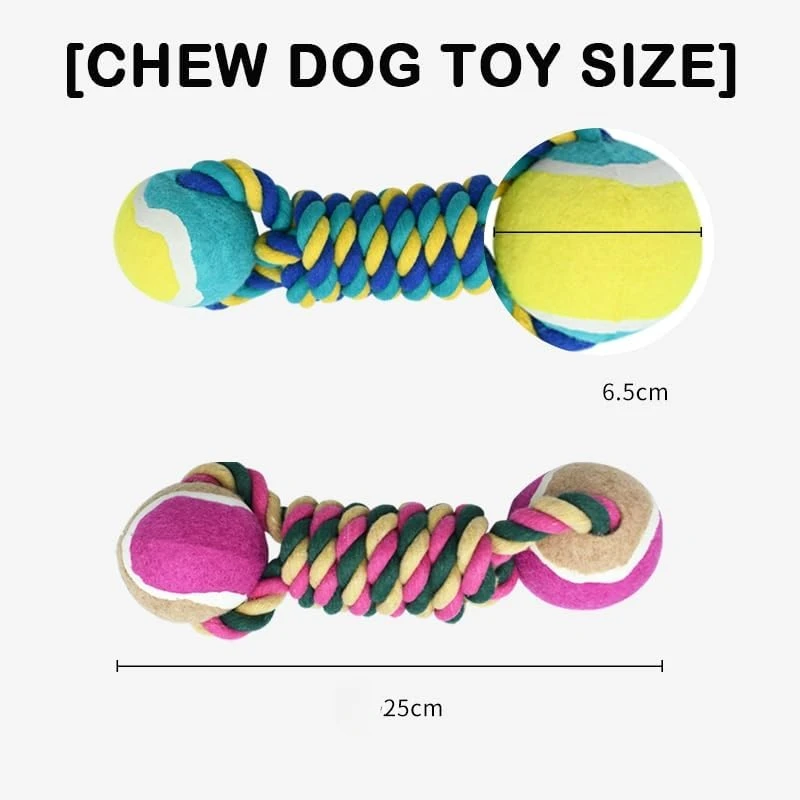 Juguete para masticar para mascotas, cuerda de algodón, mancuernas de tenis, pelota de goma, juguete interactivo para perros medianos y grandes, suministros para jugar animales - imagen 2
