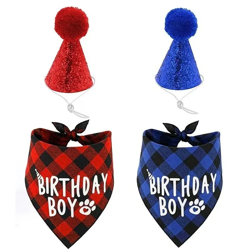 Conjunto de fiesta de cumpleaños para mascotas, pañuelo, sombrero, pajarita, suministros para festivales, celebración de productos para perros, mascotas, cachorros, gatos, tocado, pajarita - imagen 5