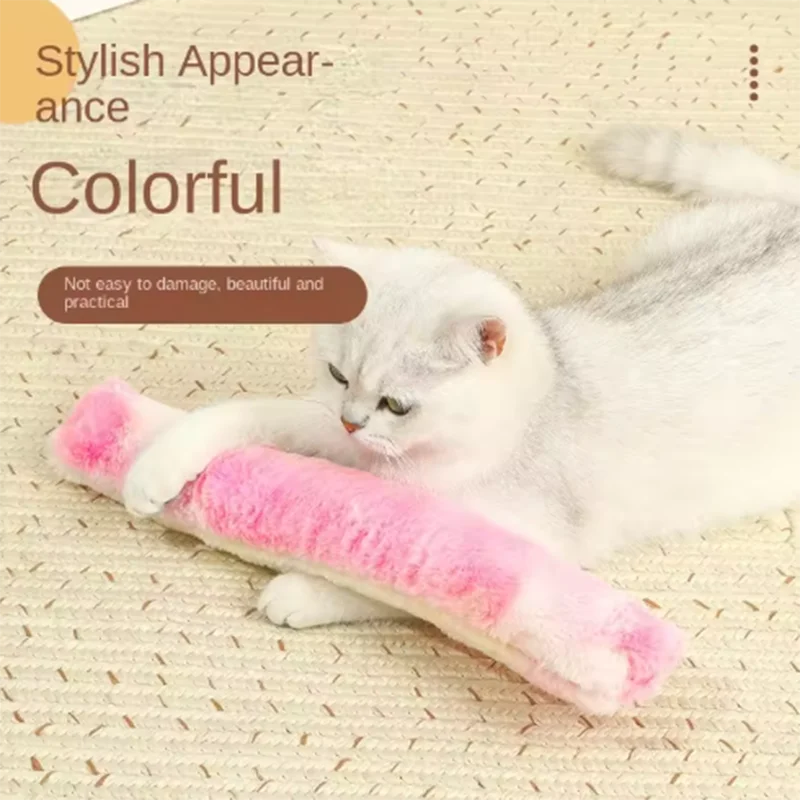 Almohada de felpa con gradiente para gato, palos para masticar y provocar, palos de dentición, almohada de juguete para gato de entretenimiento