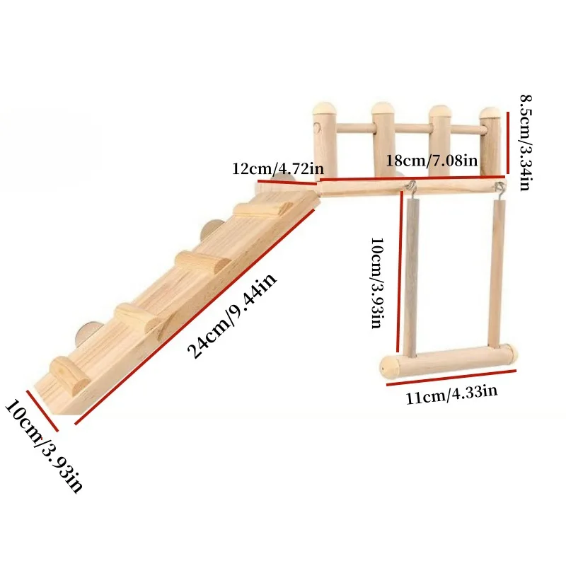 Columpio y escalera madera natural para loros, periquitos, cacatúas - imagen 2