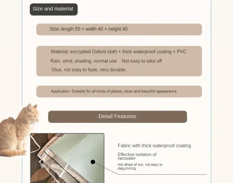 Casa de alimentación al aire libre para gatos callejeros, dosel para alimentación, casa nido para gatos al aire libre, refugio para la lluvia - imagen 2