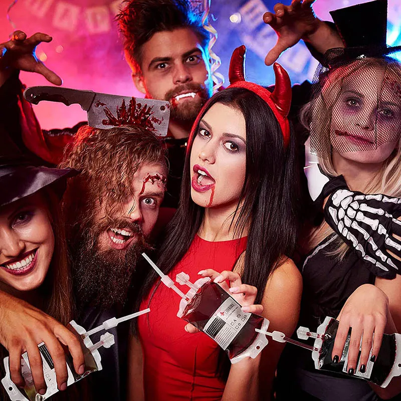Bolsa de sangre de Halloween para bebidas, bolsas de bebidas de PVC, accesorios para fiesta temática de vampiro, accesorios para fiesta de Halloween, 350ml, 1 Uds. - imagen 4
