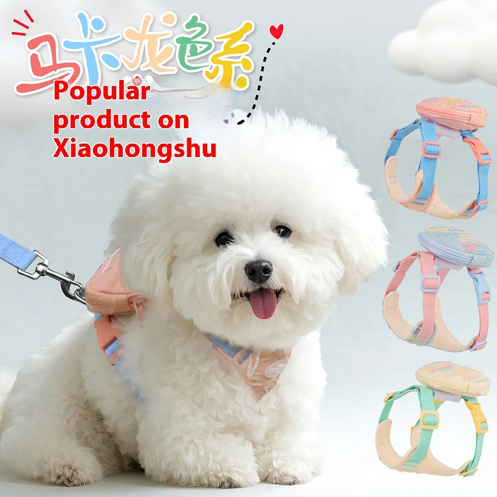 Conjunto de correa y arnés para perros de primera calidad, diseño coreano, chaleco acolchado suave, tiras reflectantes ajustables para cachorros de razas pequeñas al aire libre - imagen 2