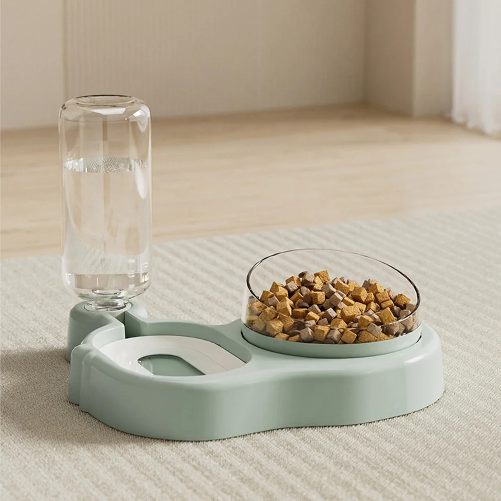 Juego de comedero automático para gatos y cuencos de agua, plato de comida para mascotas, cuenco para perros, bebedero antiderrames para gatos, suministros de alimentación todo en uno - imagen 3