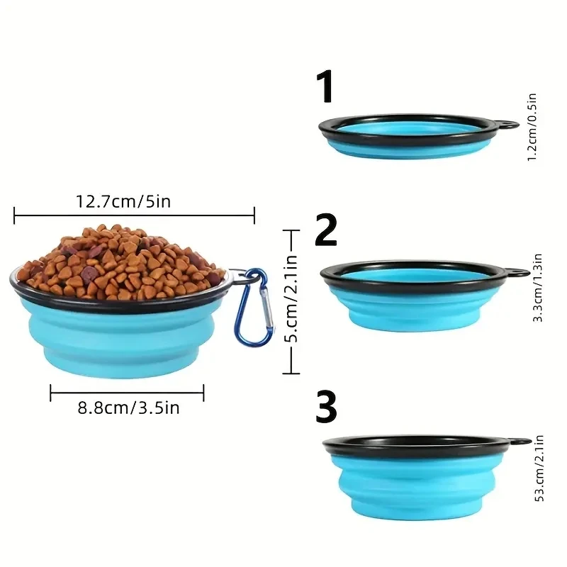 Paquete de 2 cuencos plegables portátiles para perros con tapa, plato de comida y agua apto para viajes con tapa - imagen 2