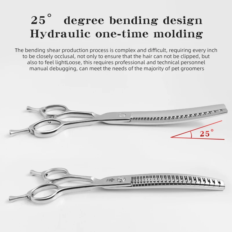 Tijeras de adelgazamiento natural para el cuidado de mascotas, 7,25/7,5 pulgadas, acero VG10, gradiente 5D, sin costuras, doblado de dientes, eliminación del 90% - imagen 4