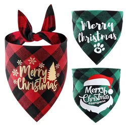 Pañuelo navideño a cuadros para perros y gatos