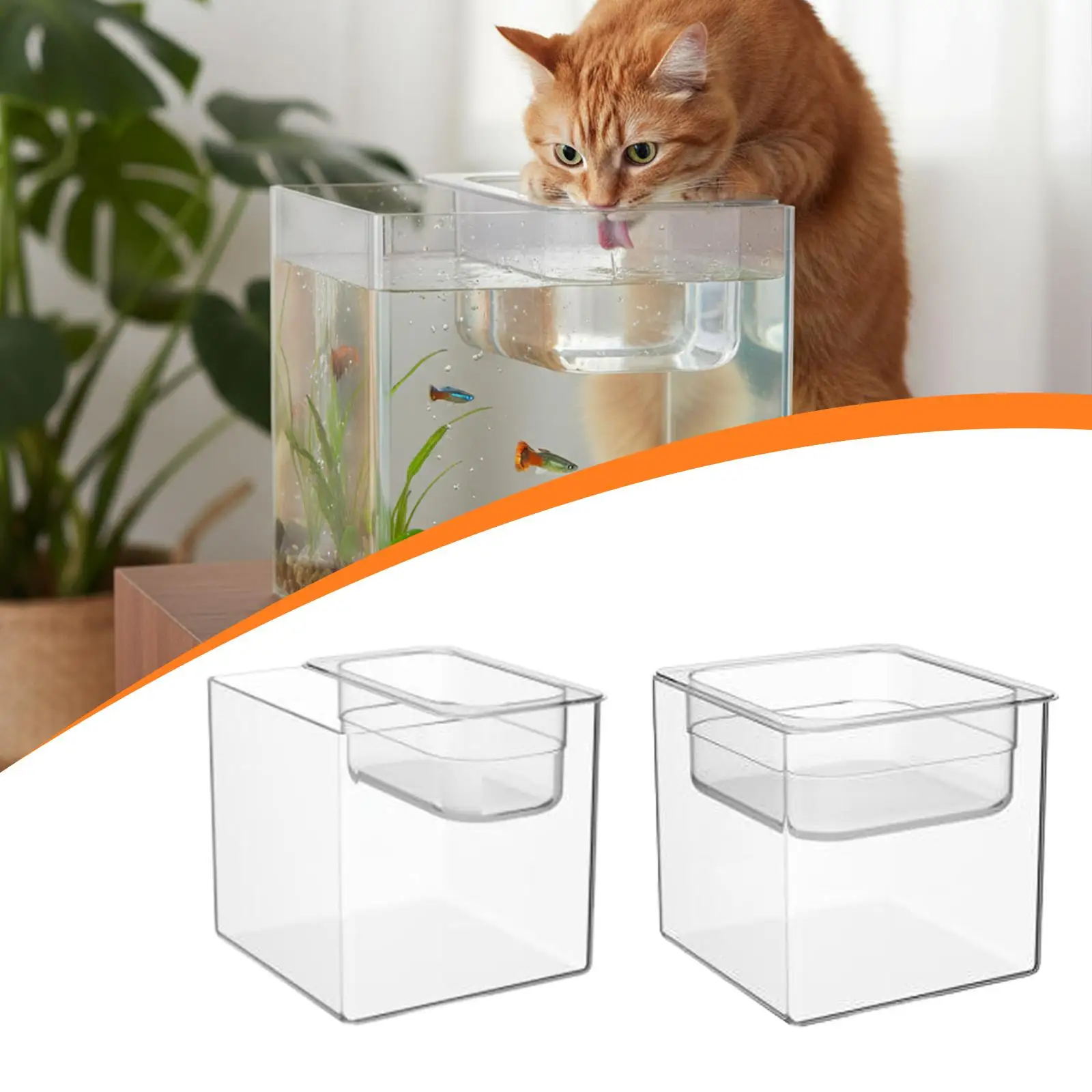 Small Shatterproof Fish Bowl PET Acrylic Mini Aquarium Pot Micro Landscape Fish Tank for Pet Drinking and Living Room Gift