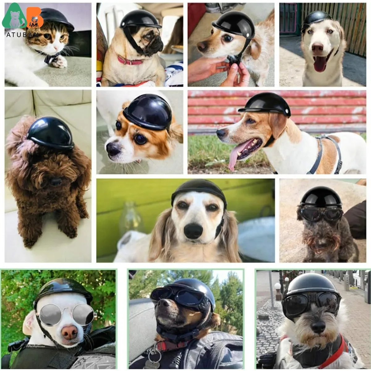 ATUBAN Casco para Perros, Gorro de Seguridad para Motocicleta para Gatos y Perros pequeños Ciclismo, Gorro para Gato DIY, Casco para Perorros Ajustable Sombrero para Mascotas - imagen 4