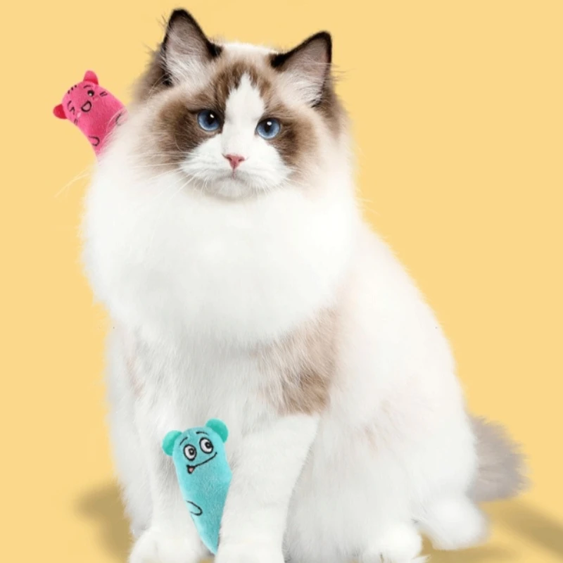 Juguetes masticables de felpa con hierba gatera para gatos, muñeca resistente a mordeduras en forma de dibujos animados con menta para moler los dientes y jugar interactivos