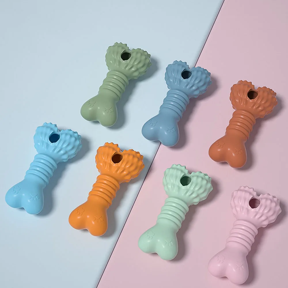 Juguete rompecabezas de hueso de perro: juguete para masticar dispensador de golosinas para perros, juguete duradero para limpiar los dientes para aliviar el aburrimiento, - imagen 3