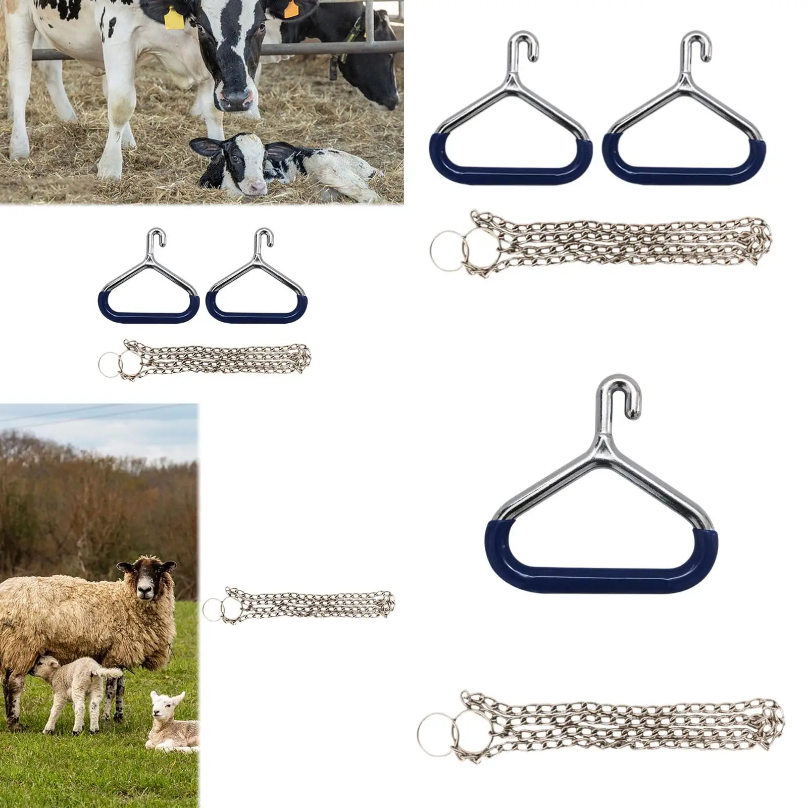 Cow Ob Apparatus Midwifery Plier Tool Sturdy for Dairy Farm Livestock Assist Tool Accessories Goat Forceps Ob Handle 60 in Chain