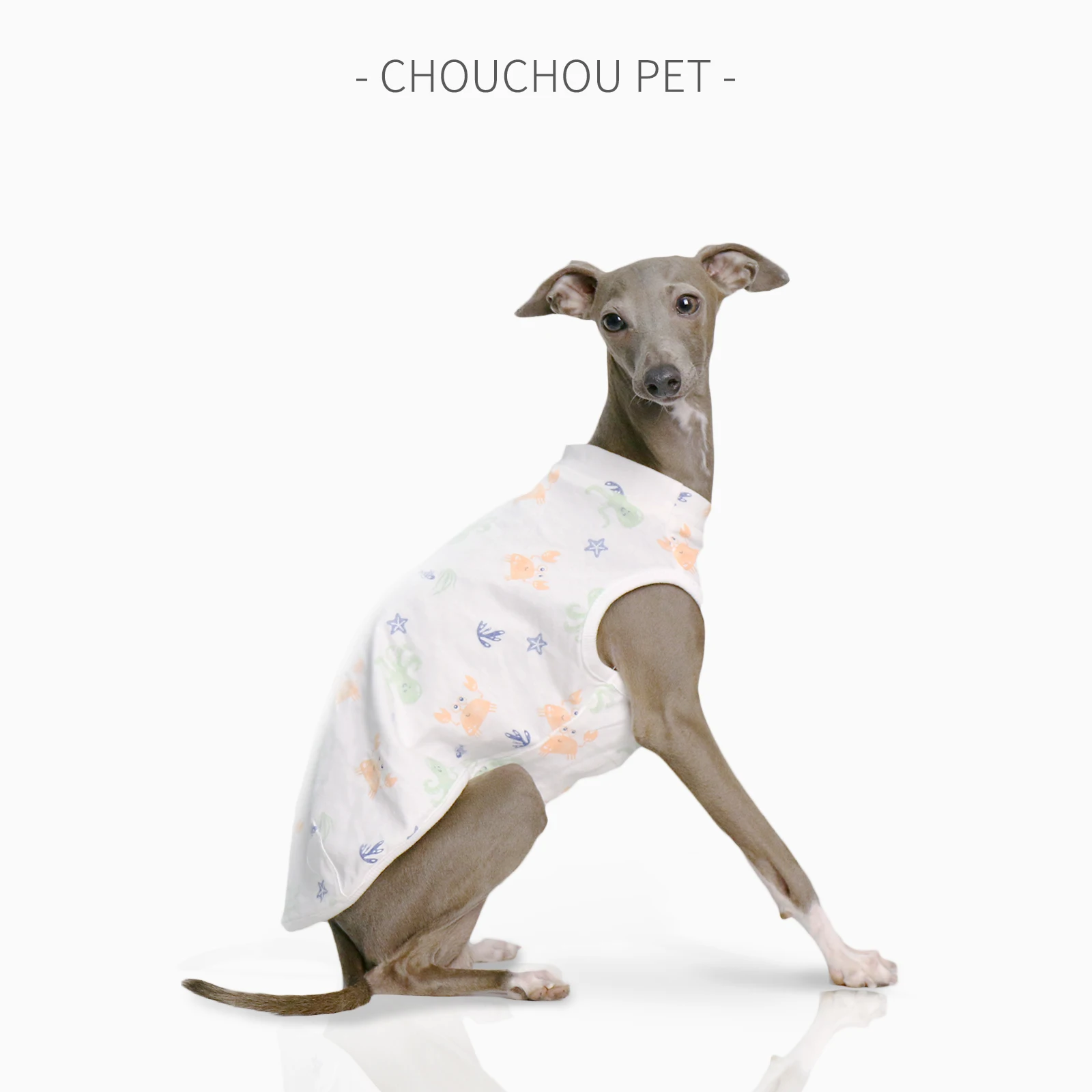 Ropa de verano para perros, chaleco de verano Whippet de galgo italiano, ropa estampada de algodón para perros