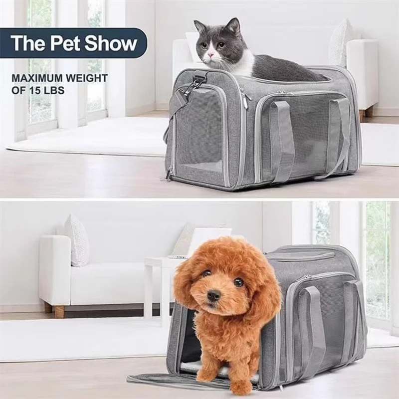 Bolso bandolera portátil de tela Oxford para transportar gatos, correa ajustable para el hombro, bolsa de viaje para mascotas, transpirable para gatos pequeños y gatitos - imagen 2