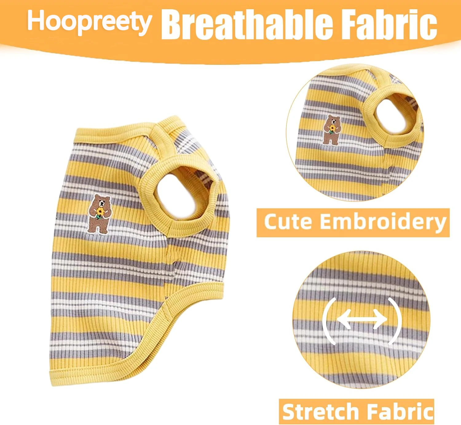 Camisas para perros, camisetas sin mangas a rayas de algodón para cachorros, ropa de primavera y otoño para perros pequeños, camiseta para cachorros elástica y transpirable suave - imagen 4