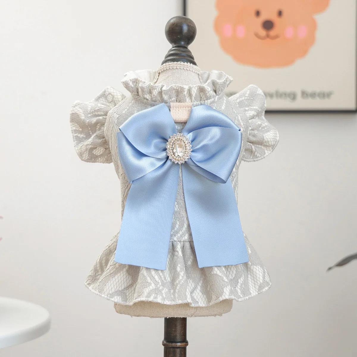 Vestido tutú princesa con encaje y lazo para perro pequeño - imagen 3