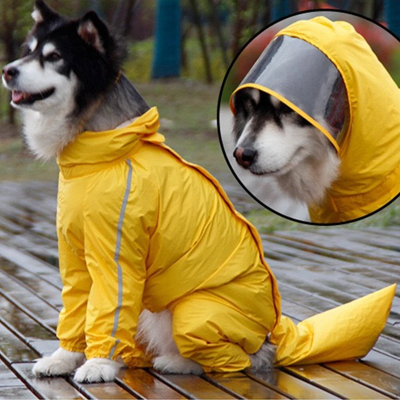 Chubasquero para mascotas, ropa impermeable para perros grandes, Golden Retriever, Samoyed, protección del vientre, día lluvioso, cuatro pies al aire libre - imagen 3