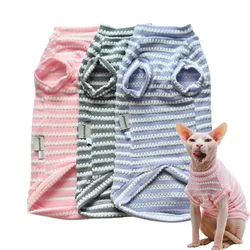 Camiseta verano para gatos sin pelo Sphynx y Devon Rex – Transpirable a rayas