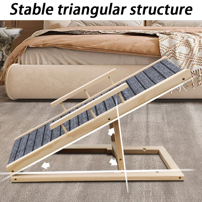 Rampas plegables para perros pequeños, escaleras de pino de madera maciza, cama alta, rampas para perros, puerta de coche, mascotas al aire libre, escalera recta, suministros para escalar para mascotas - imagen 2