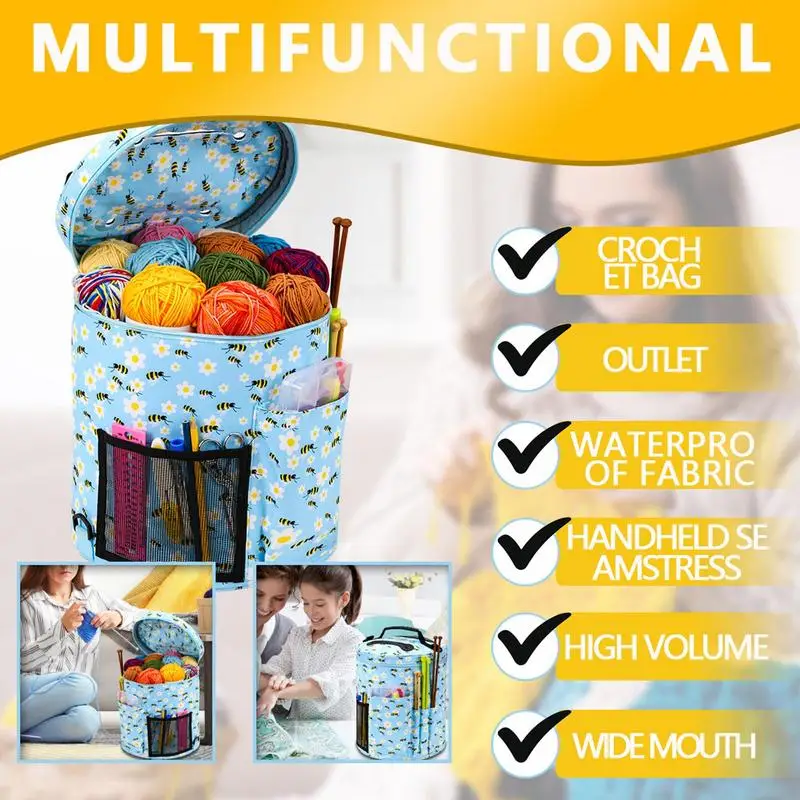 Bolsa de almacenamiento de punto vacía, bolso de ganchillo multifuncional, bolsas de mano de gran capacidad, artesanía de agujas de bricolaje, bolsa de hilo - imagen 5