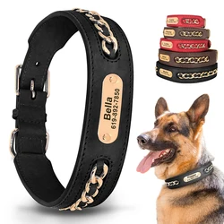 Collar personalizado para perros con nombre e identificación - cuero