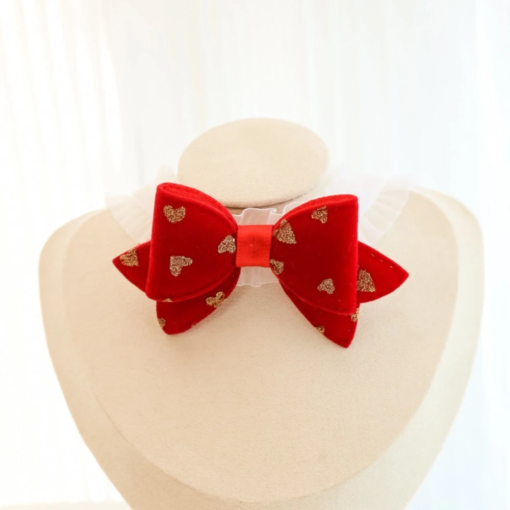 Collar vintage de encaje con lazo y campana elástica para gato y perro - imagen 3