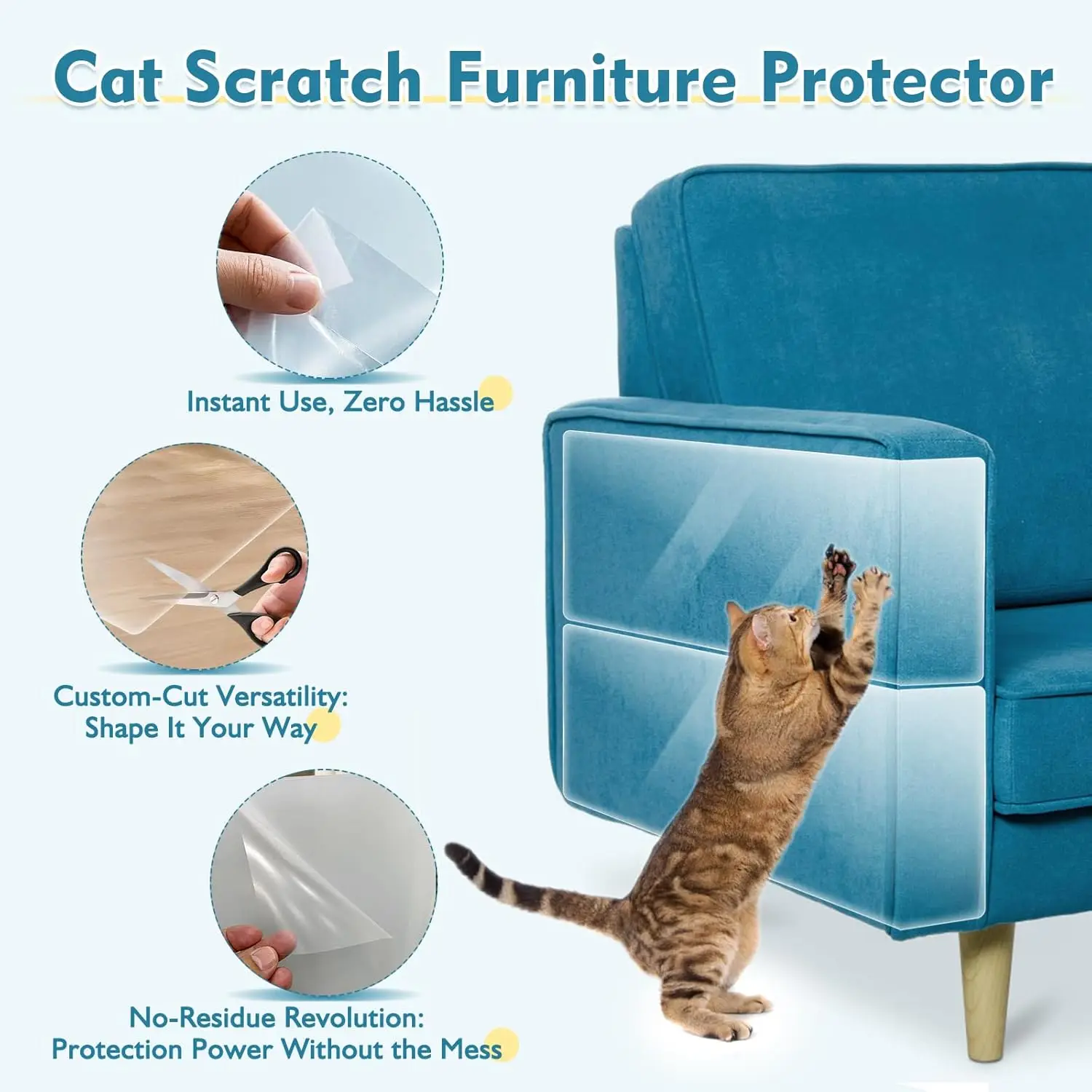 Kit antiarañazos para gatos y perros - rascador y protector de sofá - imagen 2