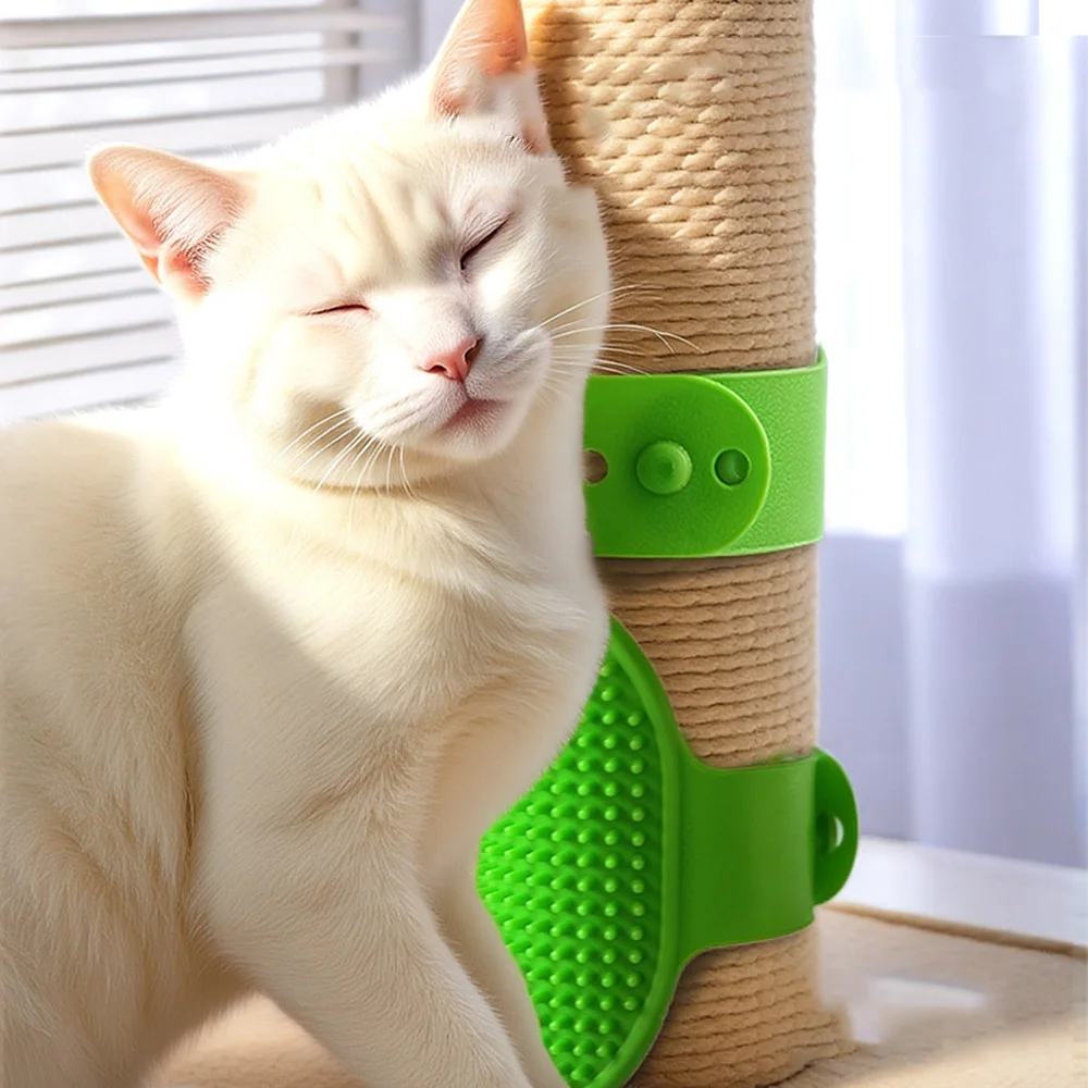 Cepillo para mascotas para esquina de mesa, rascador ajustable para gatos y cepillo de masaje para perros/gatos, guante de aseo de doble cara para eliminación de desprendimiento, - imagen 4