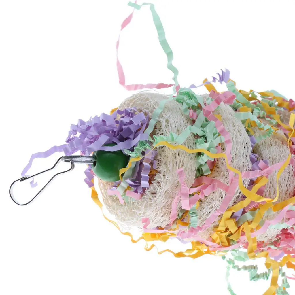 Juguete de columpio colgante de loro de pájaro Loofah Natural, juguete de masticación de pájaro Shred Preen - imagen 5