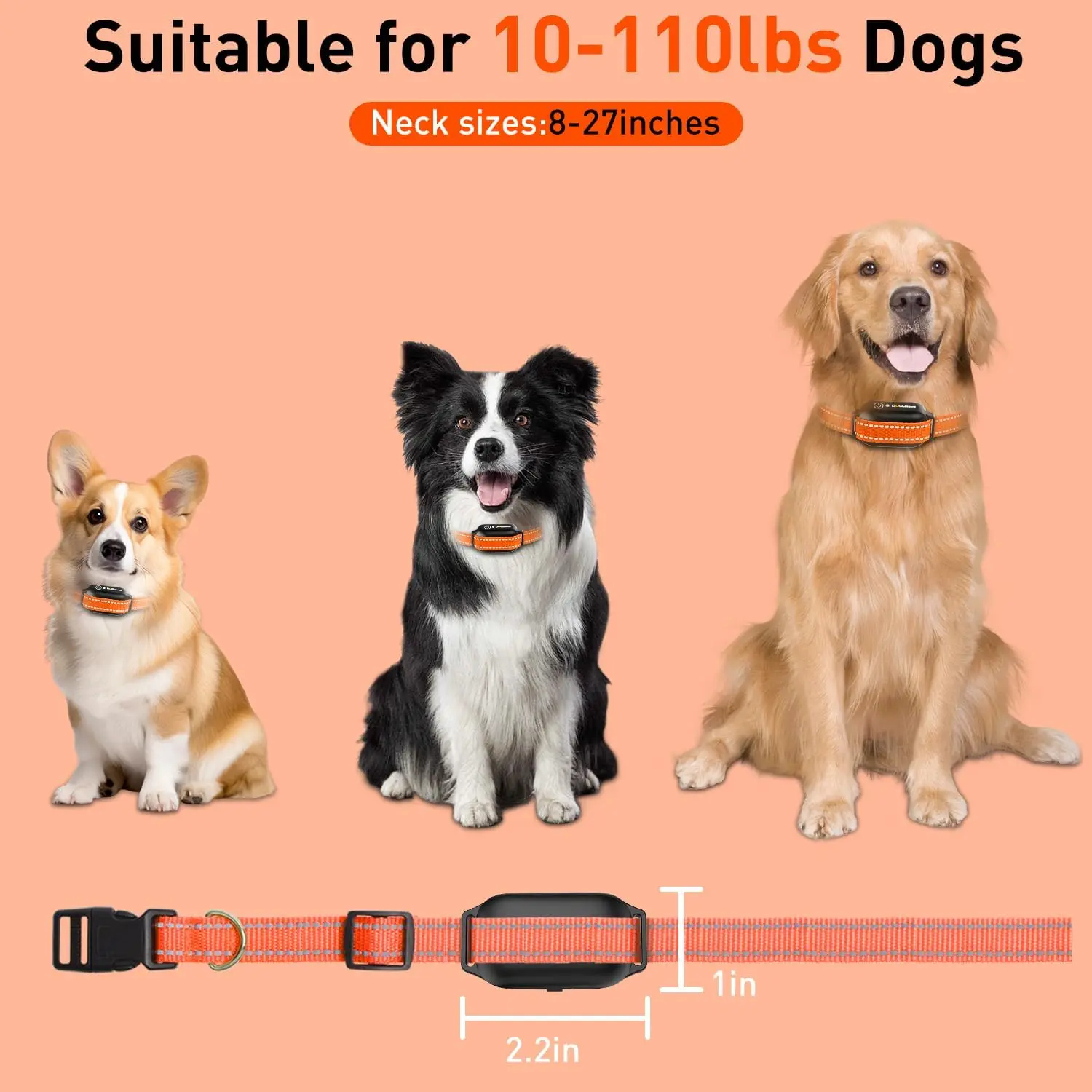 Collar vibratorio para perros sin choque, Collar de adiestramiento remoto para perros, alcance de 3300 pies, Collar vibratorio para perros de 9 tonos de estilo para perros de todas las razas - imagen 5