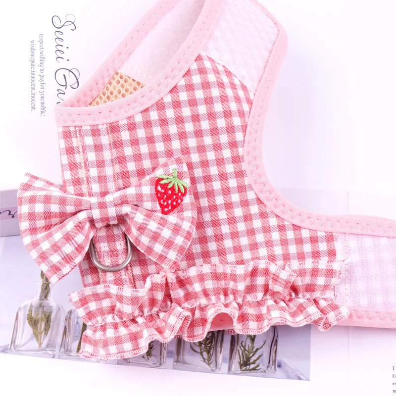 Falda con cuello de perro con lazo, bonito arnés para mascotas con correa para el pecho, cuerda de tracción, ropa para perros y gatos, chaleco con arnés, falda de vestido tutú de princesa