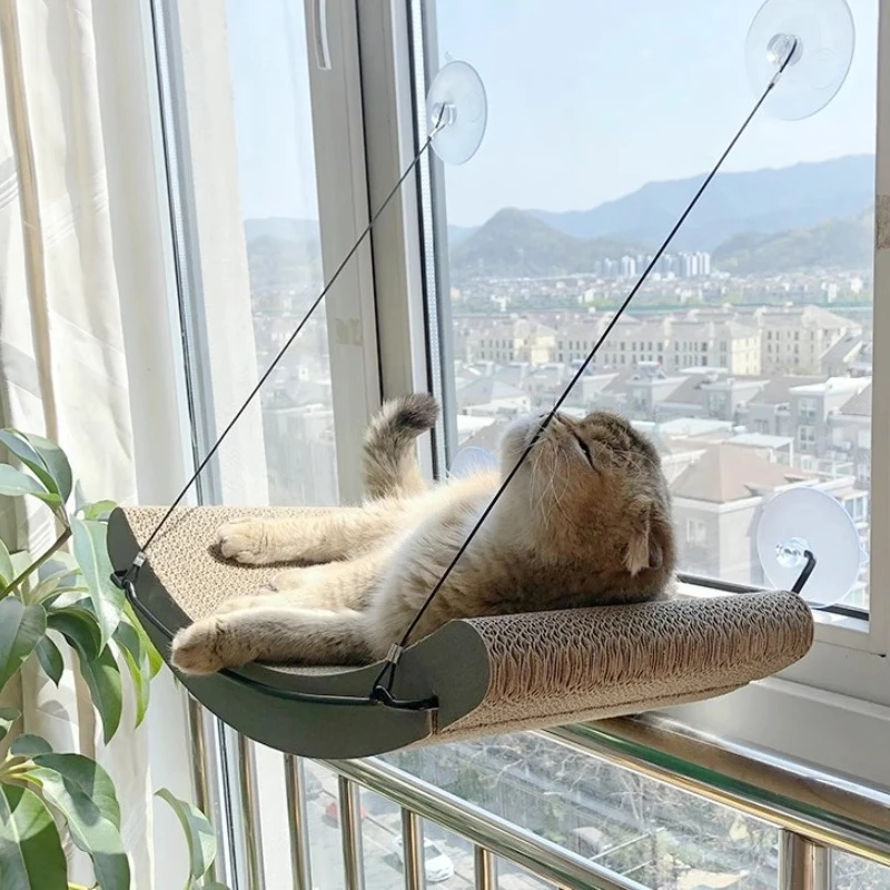Hamaca para gatos, cama de seguridad para mascotas, camas con ventana para gatos, mascotas, gatitos, gatos, esteras para siesta, mesa, hamaca, casa para gatos, accesorios, suministros, producto - imagen 2