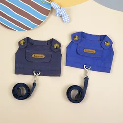 Correa para el pecho de primavera para mascotas, cuerda de tracción para gatos/perros, ropa de vaquero Universal, arnés para perros, accesorios para mascotas, Collar para gatos